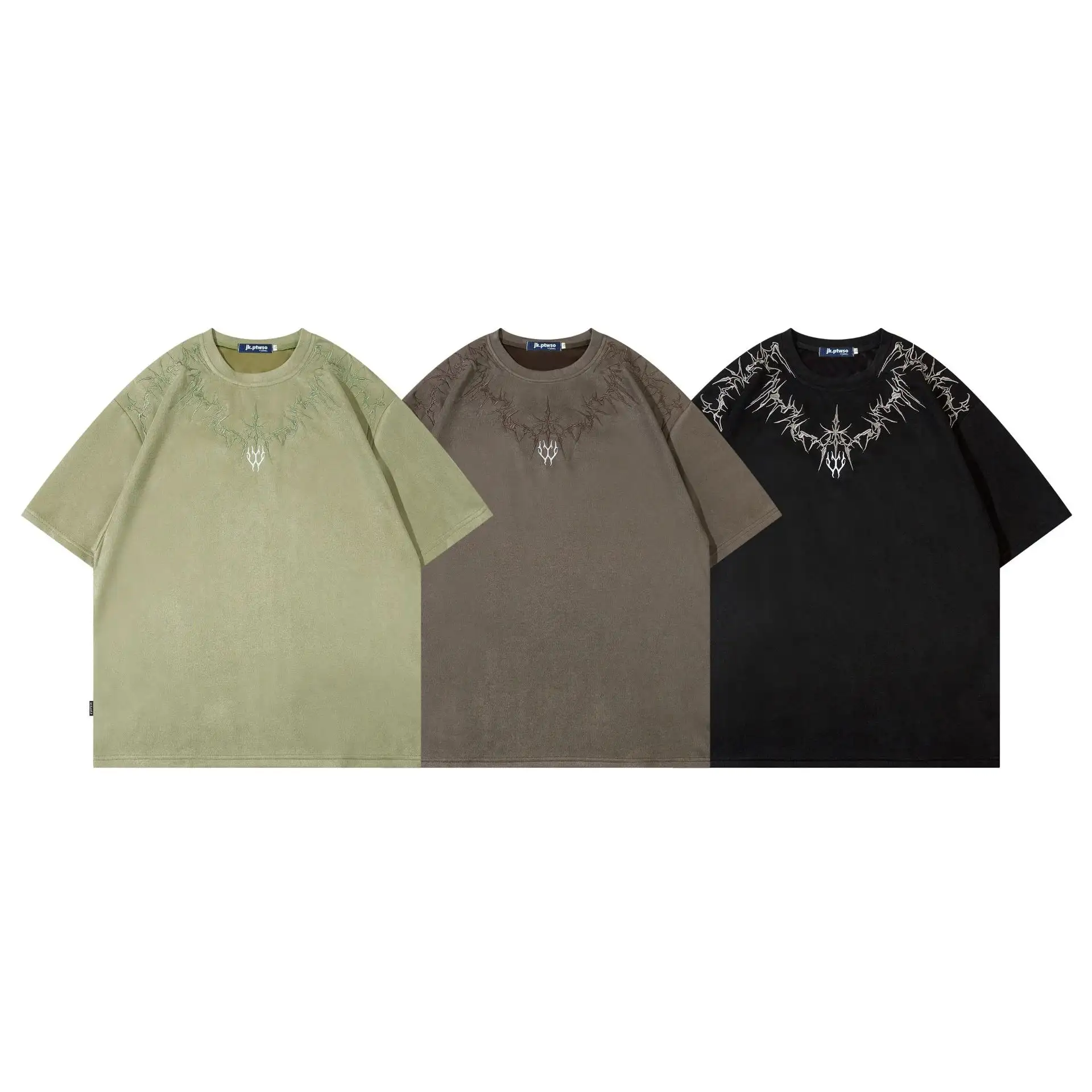 Summer New Dark Thorns Heavy Embroidered Short Sleeve