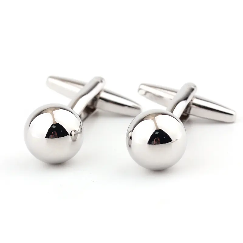 Silver Steel Ball Shape Metal Cufflinks French