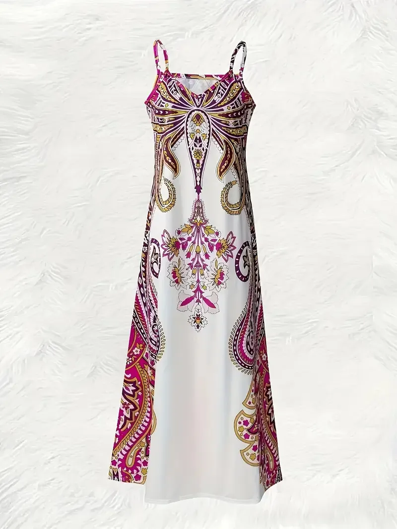 Women's Bohemian Print Dress - Rose