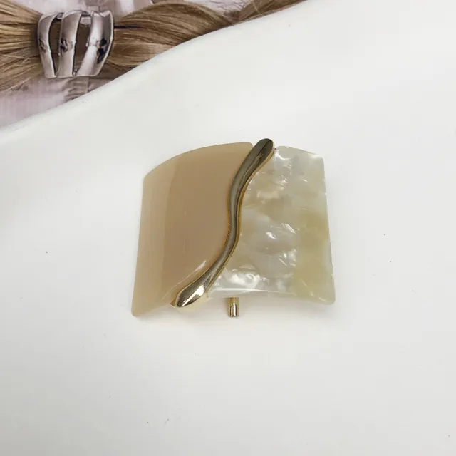 Square Leopard Print Resin Headdress Hair Hook U Hair Hook Apricot - Shop at LoveMi