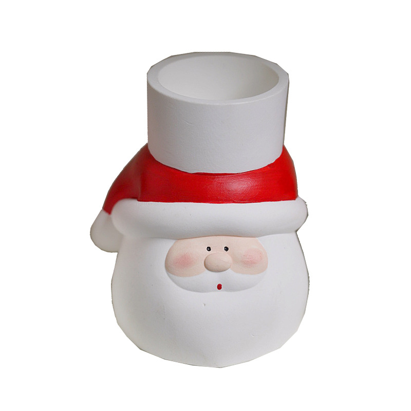 Hand Painted Santa Claus Plaster Candlestick Tealight