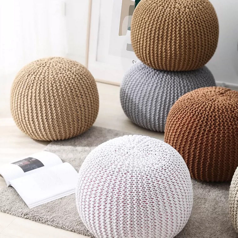 Handwoven Round Simple Round Ottoman Home Decor Ball Cushion Cover