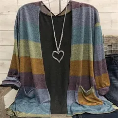 Women's Printed Casual Loose Cardigan - Yellow - View 1