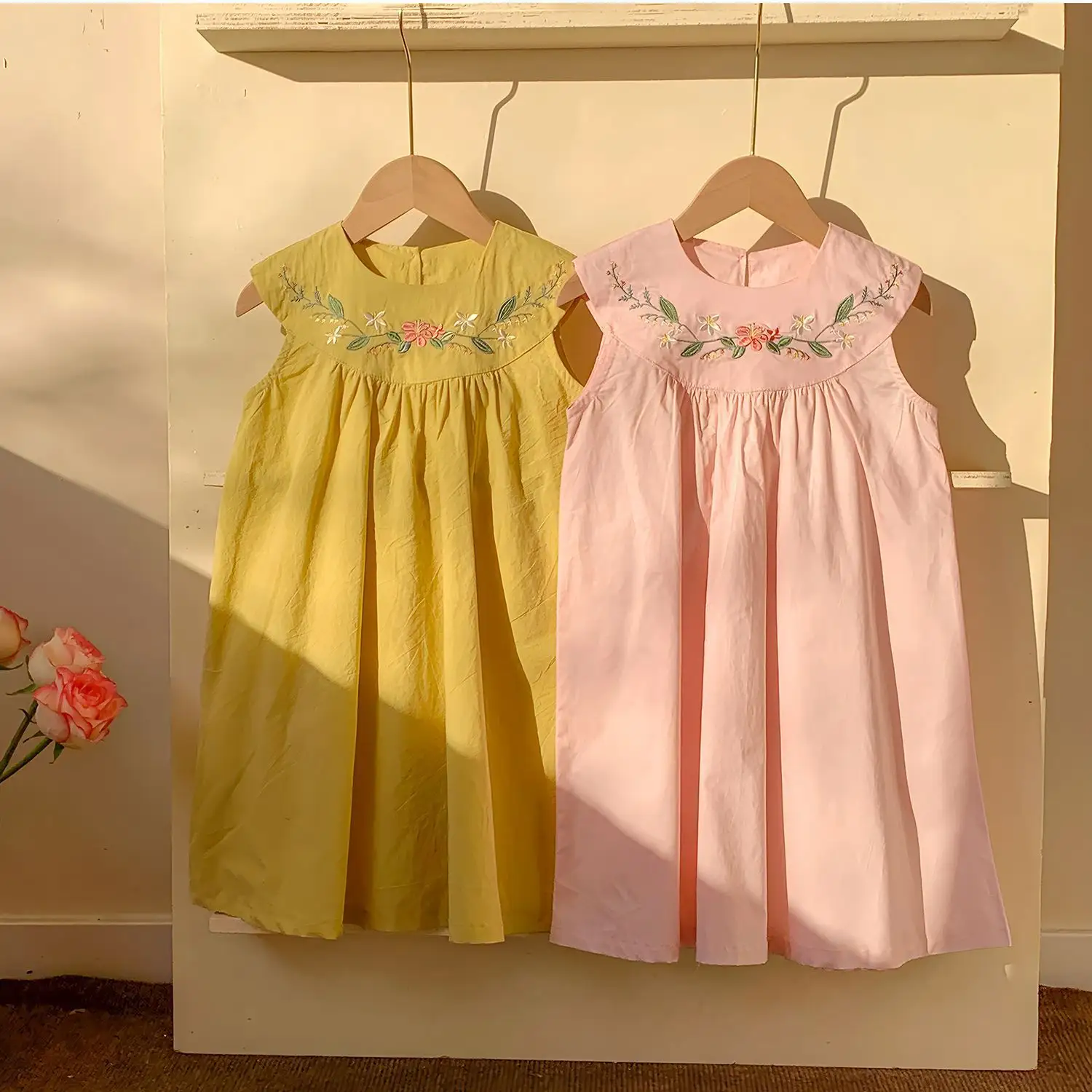 French-style Floral-embroidered Sleeveless Dress
