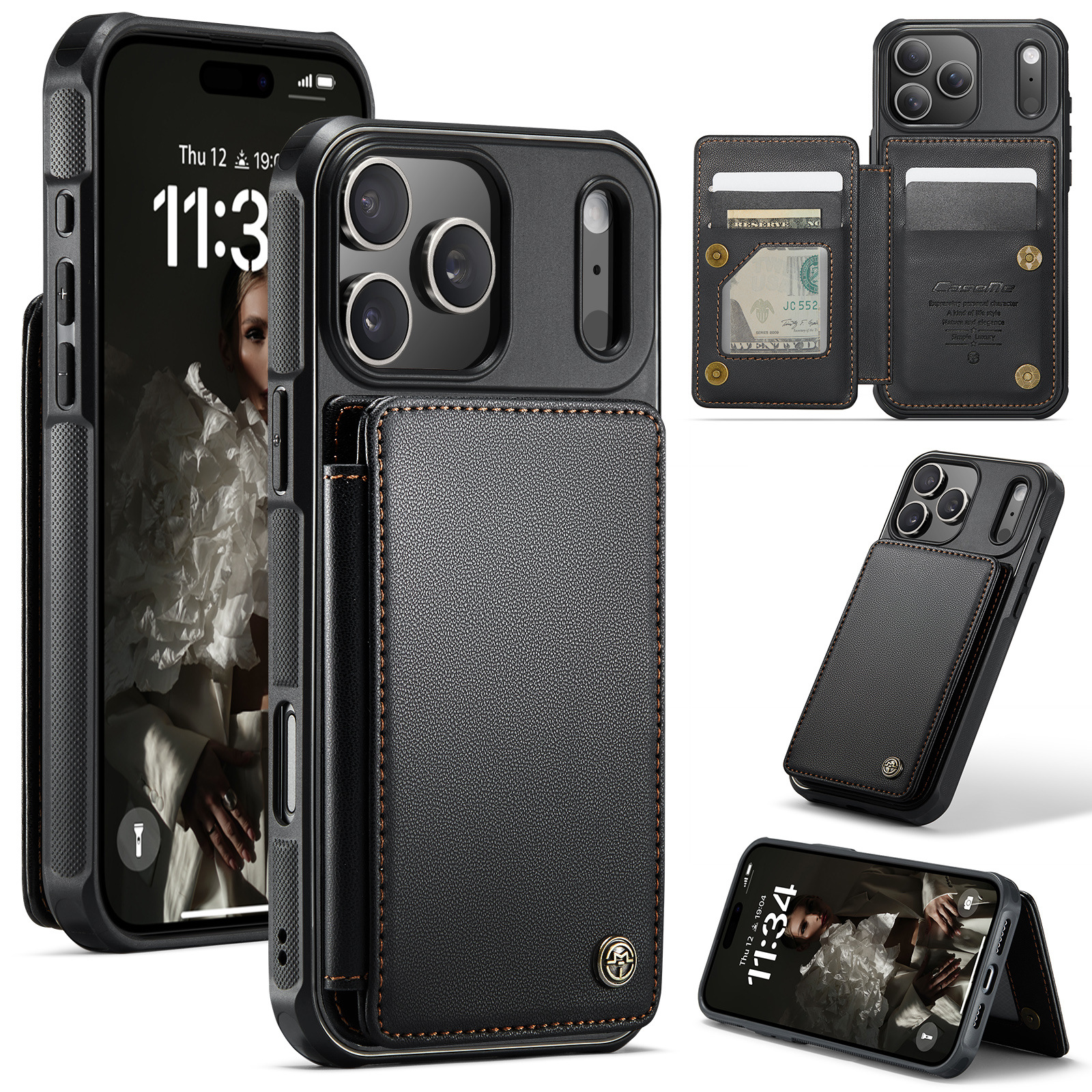 Flip Phone Case With Card Slot Protective Leather Case For Anti Scan Design 4