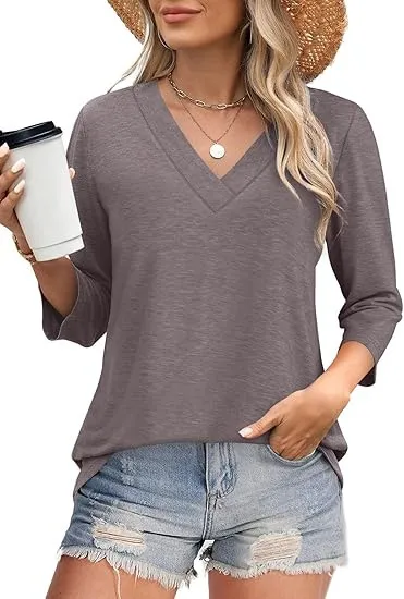 Casual Women's Waist Knitted T shirt Gray Pink - Shop at LoveMi