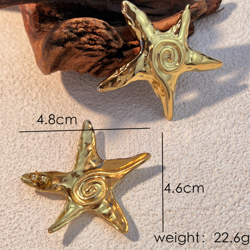 Stainless Steel Studs Retro Five-pointed Star