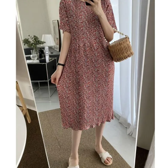 Comfortable Nightdress Women's Short Sleeve Floral Slimming Dress White 5 - Shop at LoveMi