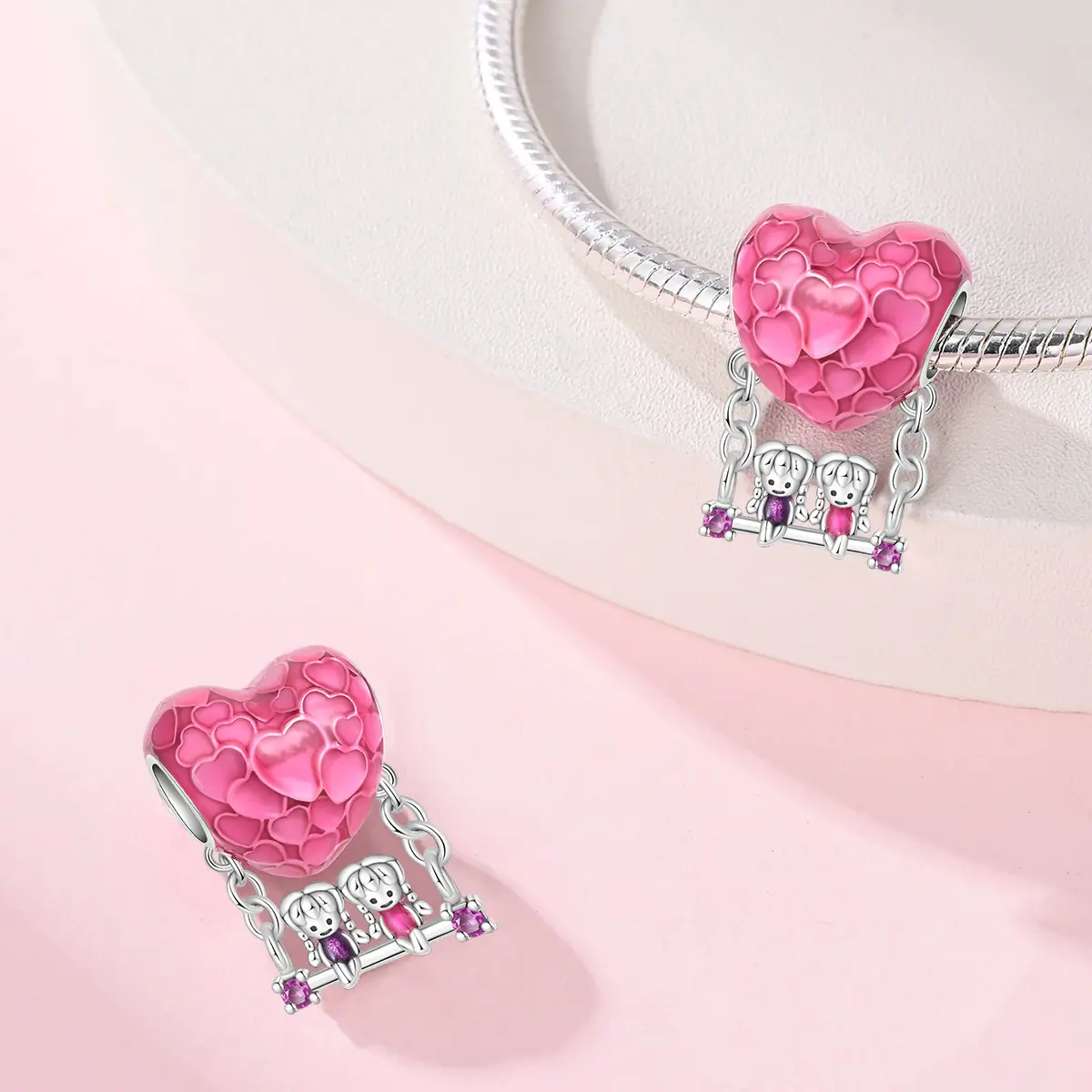 DIY Sisterhood Heart-shaped Bead Pendant Jewelry Accessory
