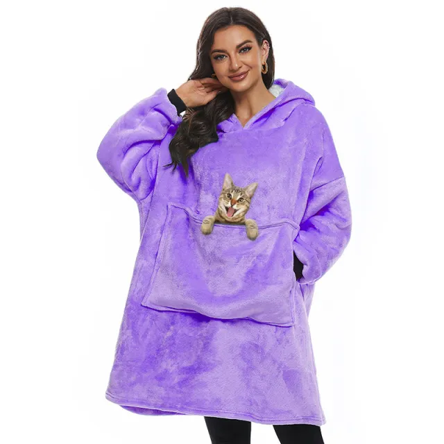 Autumn And Winter Pet Pocket Lazy Blanket Sweatshirt Hoodie Purple - Shop at LoveMi