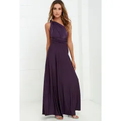 Women's Solid Color Multi-rope Cross Backless Bandage One-piece Dress - Purple - View 1