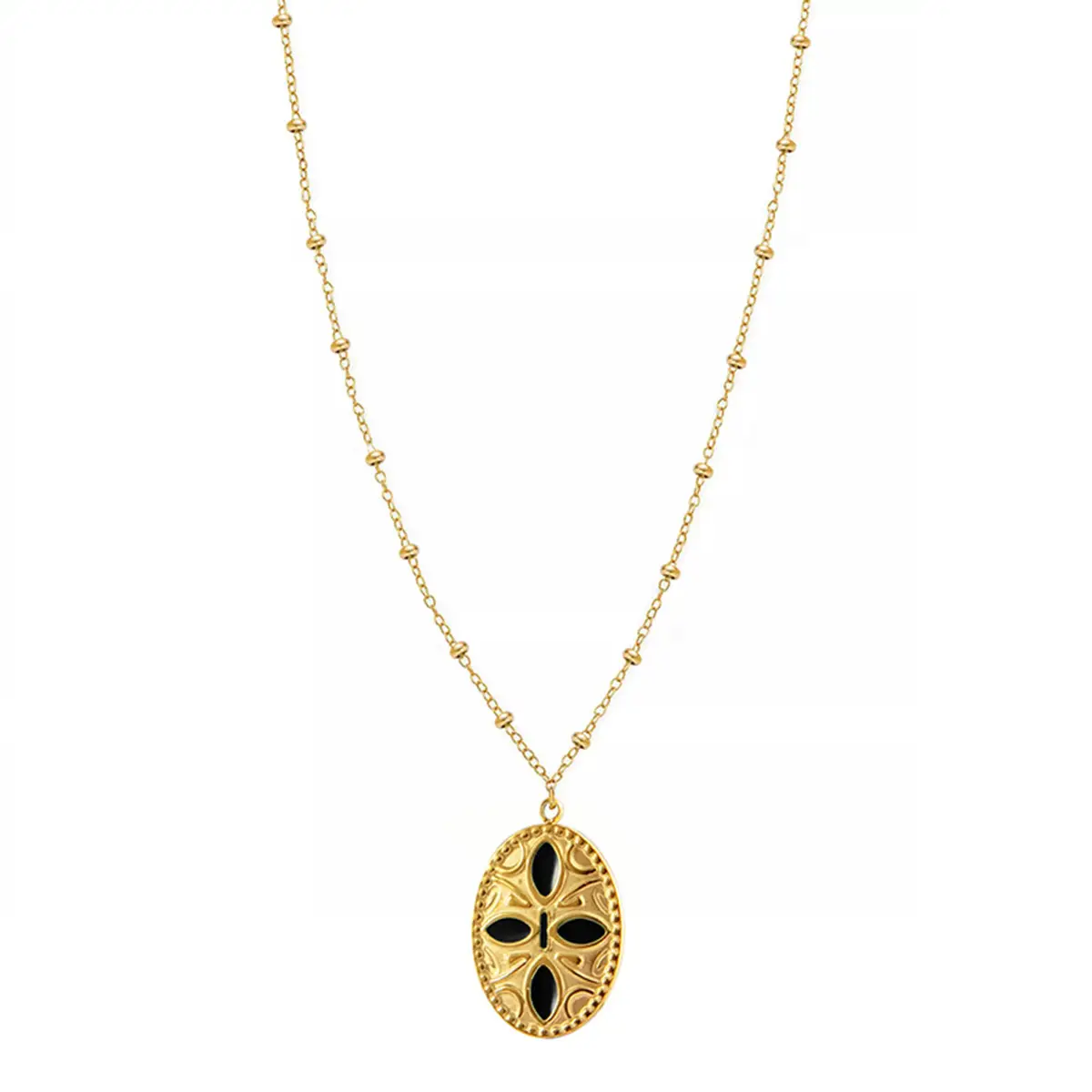 Women's Fashionable Elegant Oil Dripping Oval Pendant Multi-layer Necklace