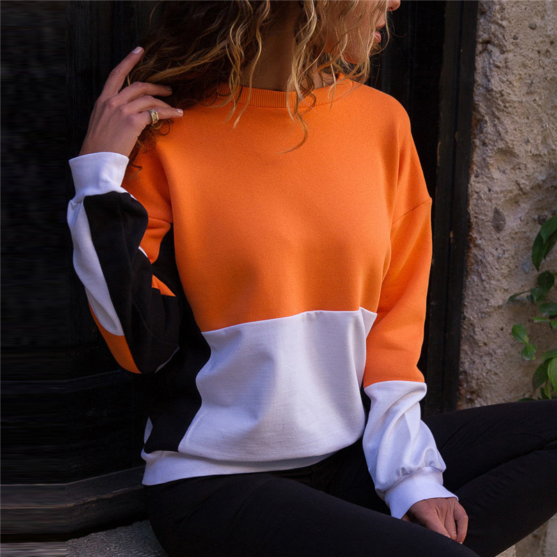 Title 18, Color matching round neck casual long sleeve sw...