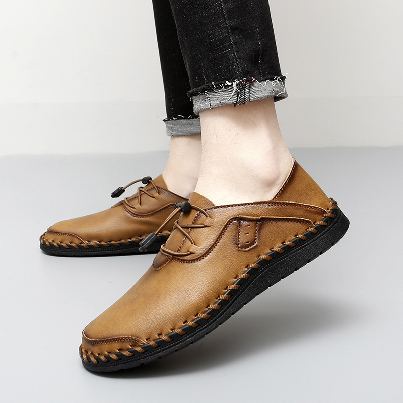 Mens Leather Casual Shoes With A Soft Sole And Non-slip Grip