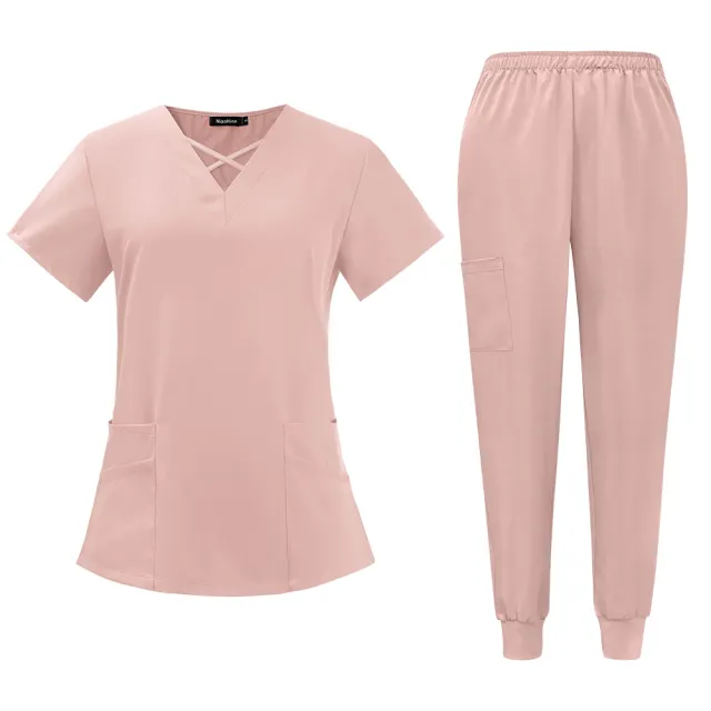 Comfortable And Breathable Two piece Scrub Set Pink - Shop at LoveMi