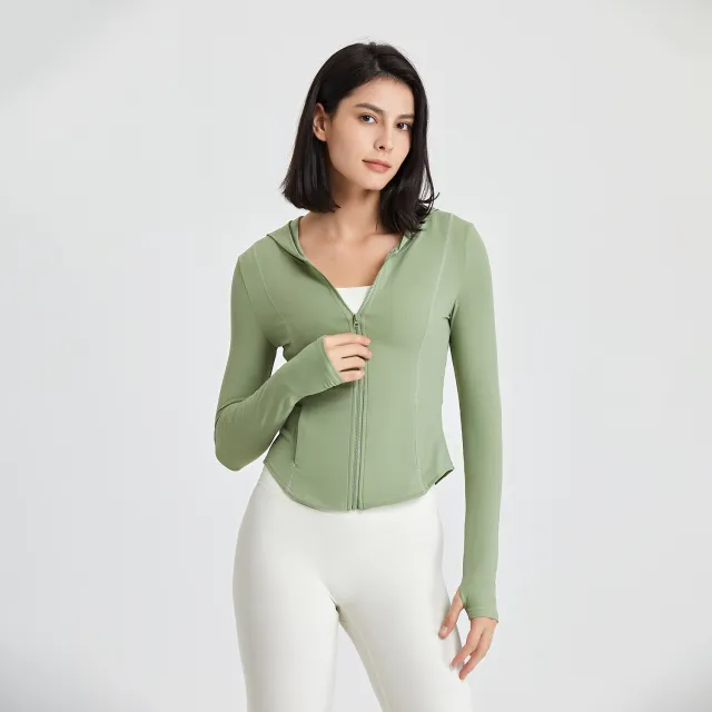 Hooded Running Workout Clothes Top Green - Shop at LoveMi