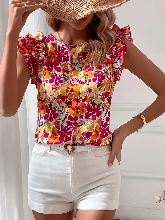Fashion Floral Print Fashion Short sleeved Shirt For Women Floral - Shop at LoveMi