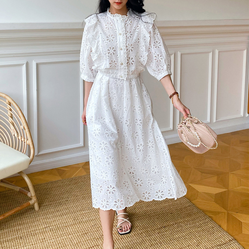 Women's Elegant White Top And Skirt Suit White - Shop at LoveMi