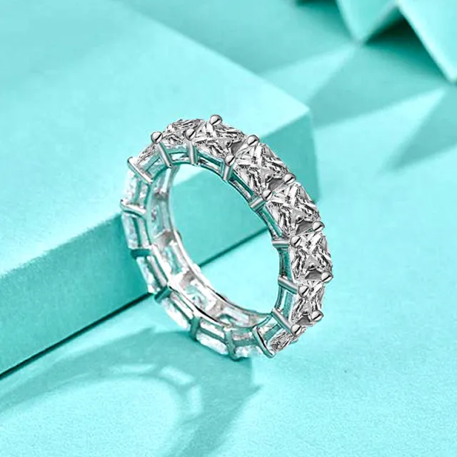 925 Sterling Silver European And American Full Rhinestone Zircon Ring Zircon White Gold Color - Shop at LoveMi