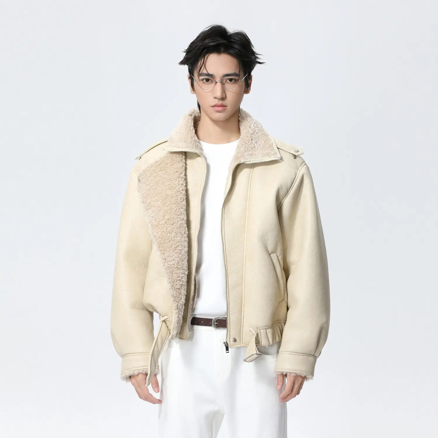 Turn-down Collar Fur-lined Thickened Warm Jacket Coat