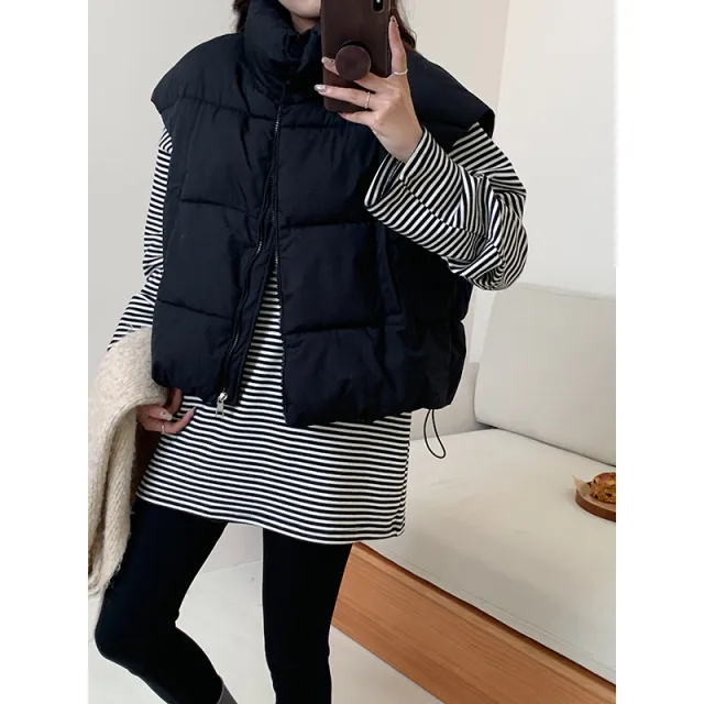 Thick Warm Cotton Waistcoat Loose Casual Vest Black - Shop at LoveMi