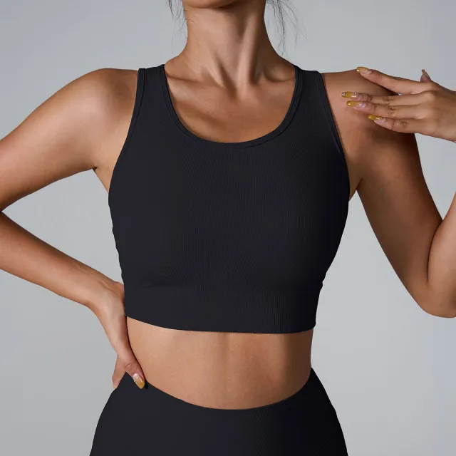 High strength Shockproof Yoga Clothes Nude Feel Vest Black - Shop at LoveMi