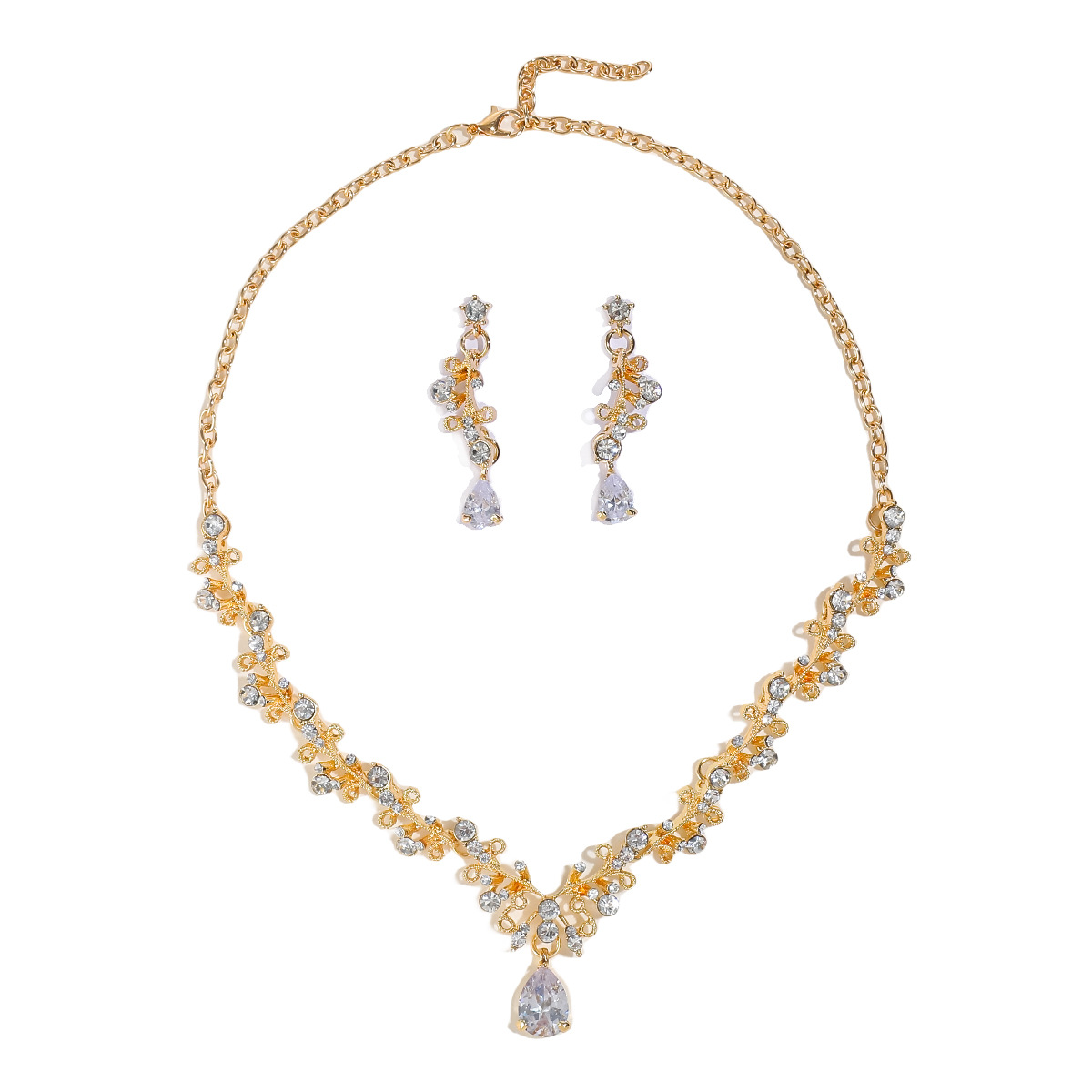 Necklace And Earrings Suite Female Clip Zircon Accessories