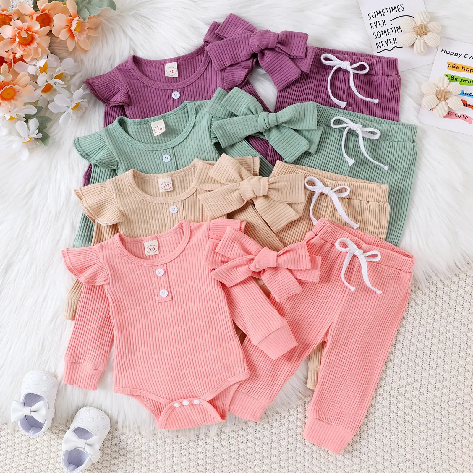 Casual Ribbed Long-sleeve Romper