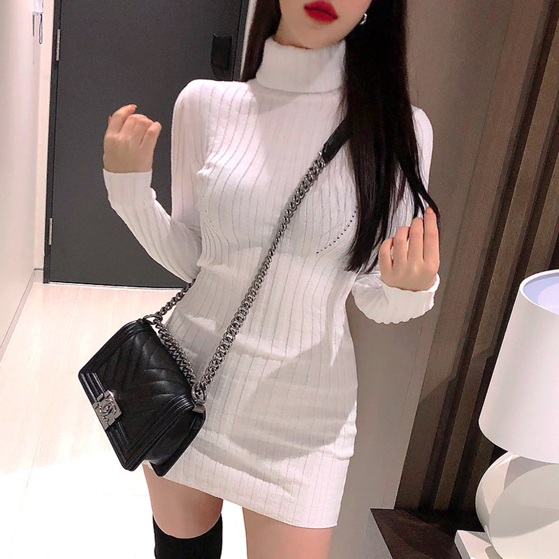 Sexy Show Turtleneck Skinny Sheath Knitted Dress