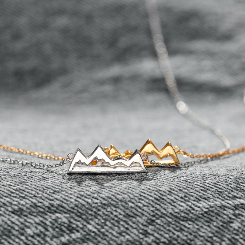 Hollow-out Design Fashion Simple Style Mountain Folding Pendant Necklace
