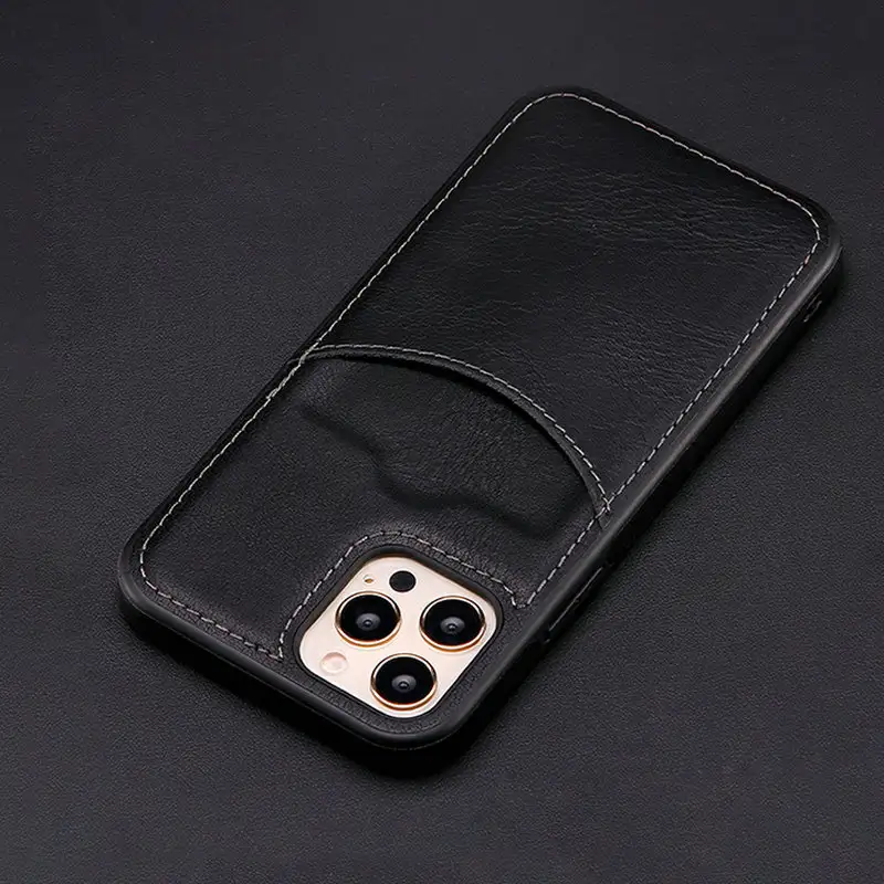 Card-inserting Leather Case Back Cover Protective Shell