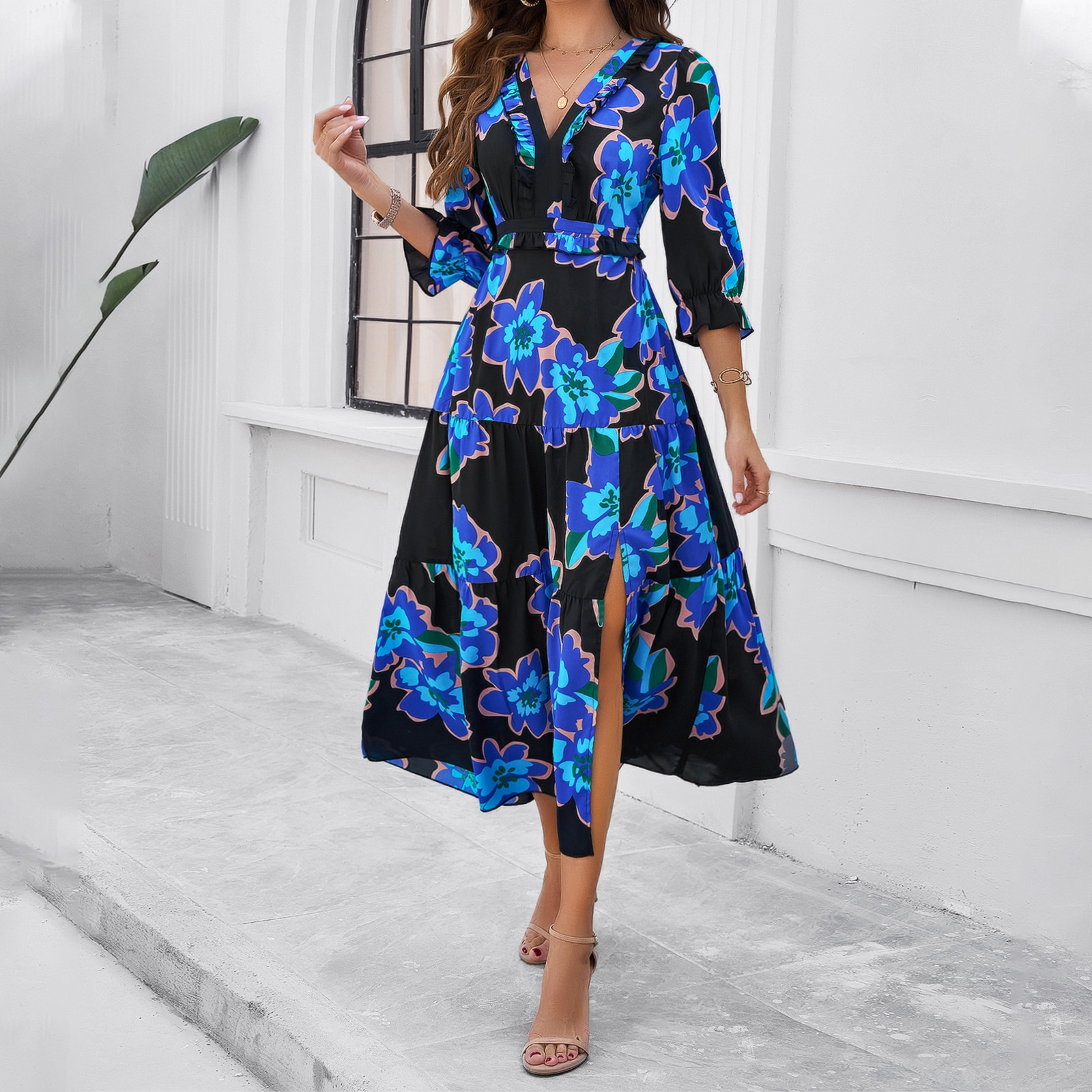 Spring And Summer Vacation Casual Printed Dress