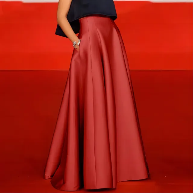 New Spring And Autumn Women's Long Skirt Elegant High Waist Red - Shop at LoveMi