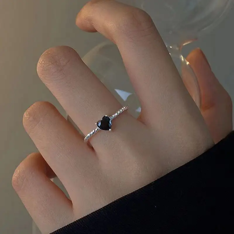 Sweet Cool Style Black Zircon XINGX Ring for Women