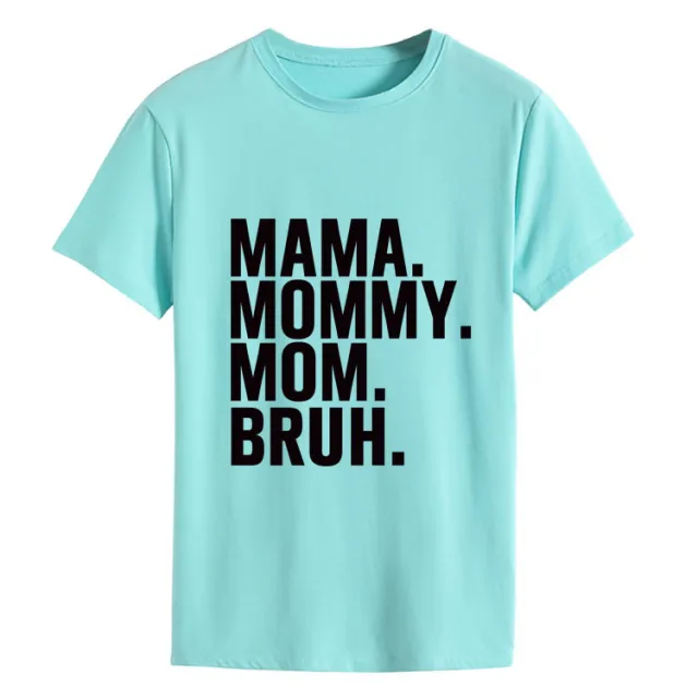 Letter Fashion Round Neck Women's Short Sleeve T shirt Cross border Foreign Trade Blue - Shop at LoveMi