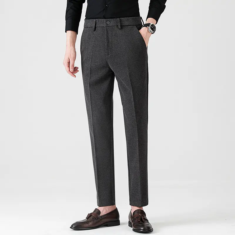 Woolen Men's Casual Pants Stretch Small Suit