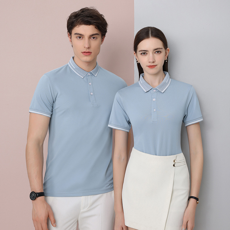 Natural Silk Lapel Polo Shirt Short Sleeve