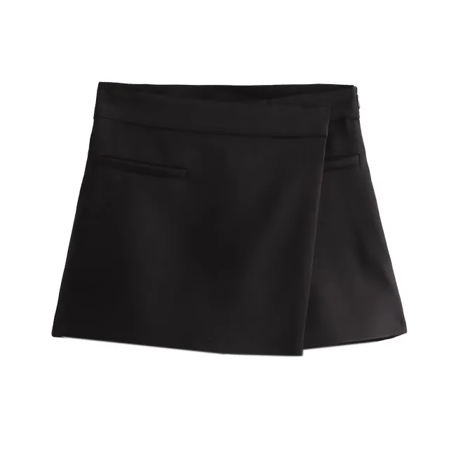 Asymmetric Solid Color All match Culottes Black - Shop at LoveMi