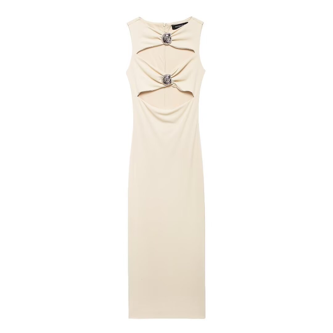 Sleeveless Design Slim-fit Long Sheath Dress