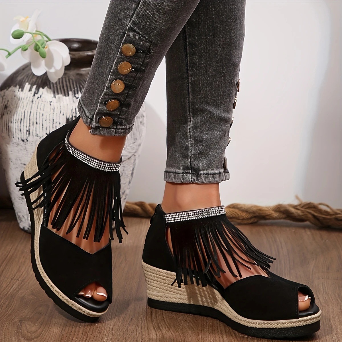 Fringe Platform Sandals, picture 5 of 6