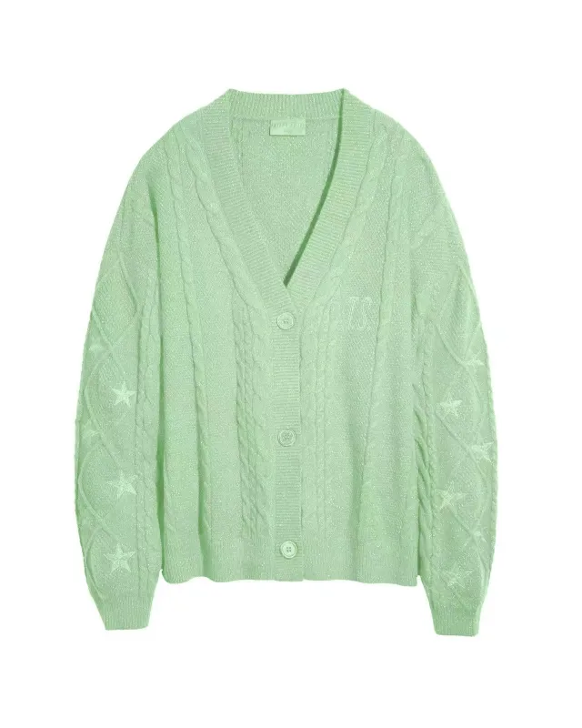Cardigan Embroidery XINGX Loose And Idle Dinified Sweater Green - Shop at LoveMi