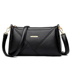 Texture Soft Leather Crossbody Bag Fashion Lady - Black - View 1