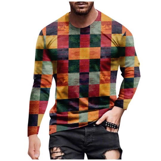 Comfortable Casual And Relaxed-fit With A 3D Print Cozy Sporty Long-sleeve Crew-neck T-shirt