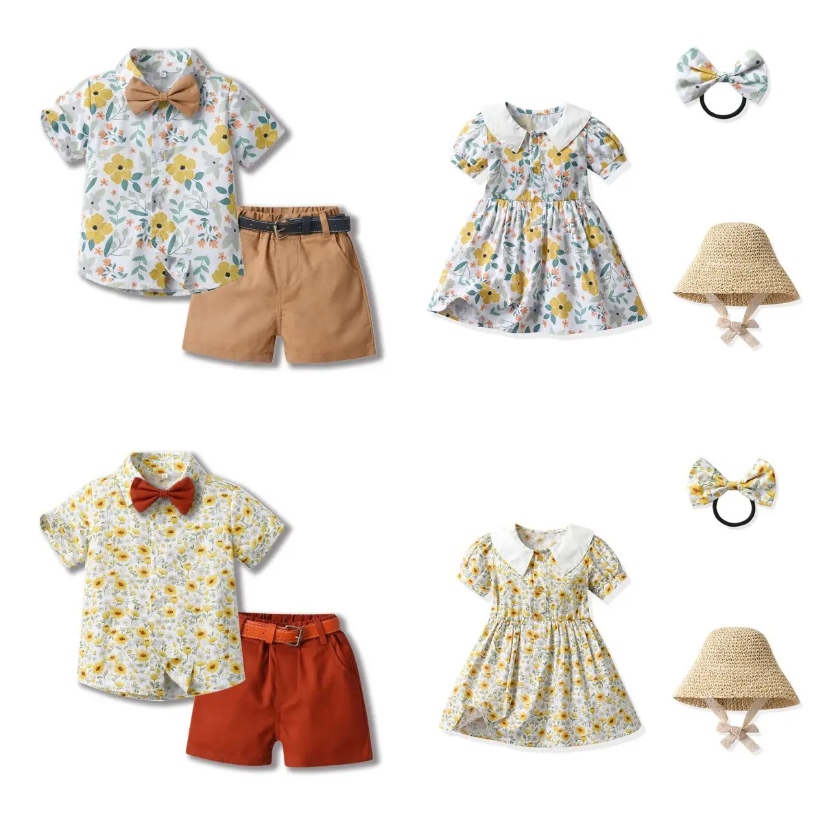 Seaside Holiday Brother And Sister Girl Dress Boy's Clothing Short Sleeve Sister And Brother Fashion