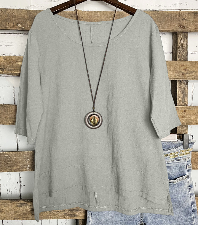 Plus Size Round Neck Baggy Fashion Top