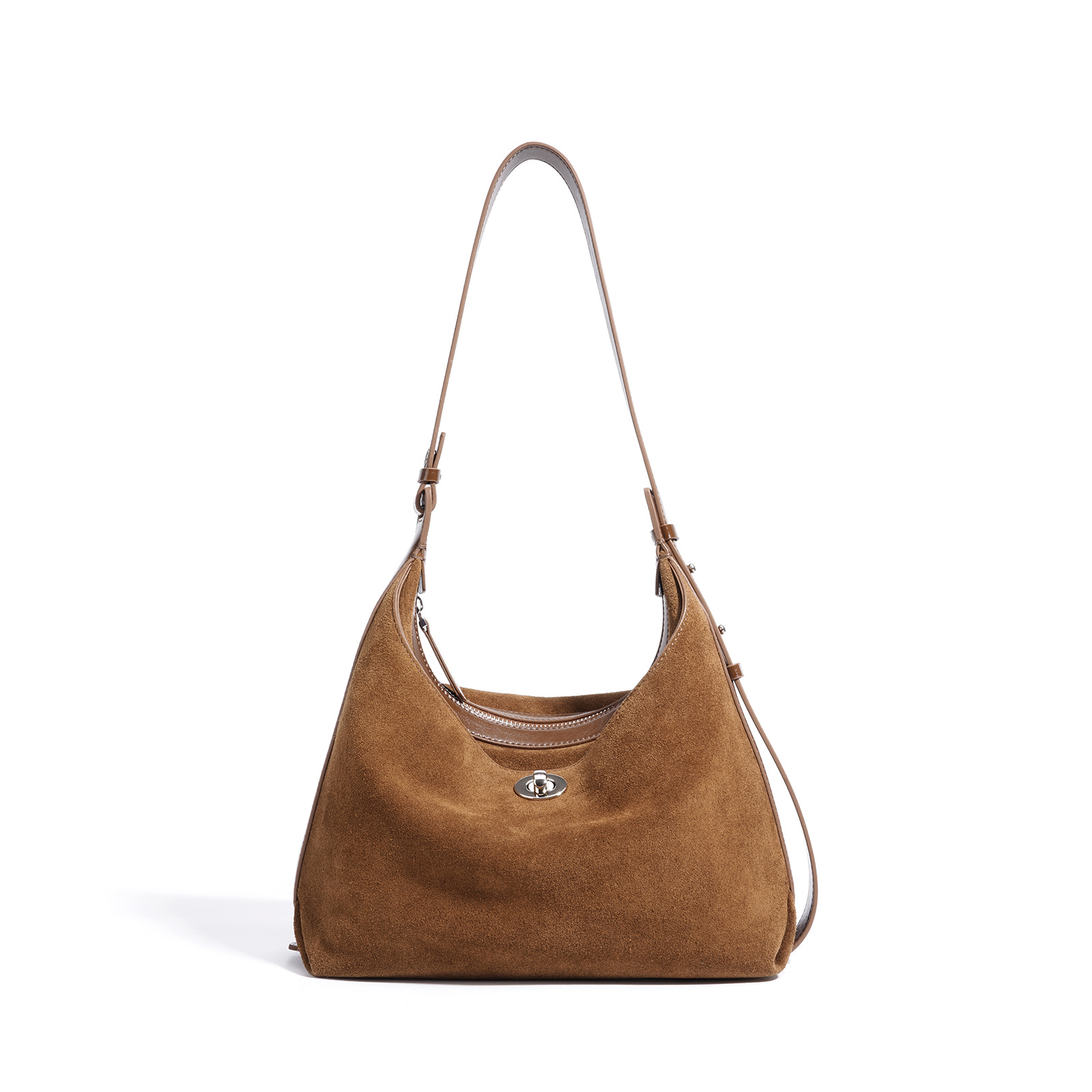 Cowhide Suede Bucket Bag Simple Versatile Chain Crossbody Bag