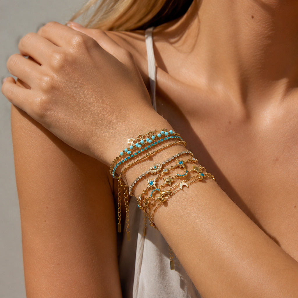 Resort-style Zircon Stainless Steel Bracelet