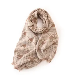 Women's Fashion Printed Houndstooth Warm Scarf - Khaki - View 1