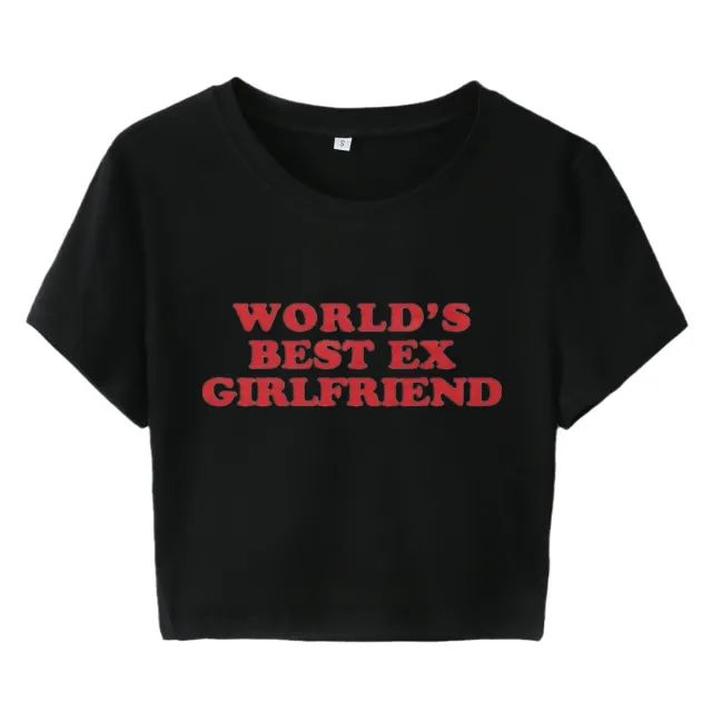 Personalized European And American Style Letter Printing Crop top Short Sleeve T shirt Black - Shop at LoveMi