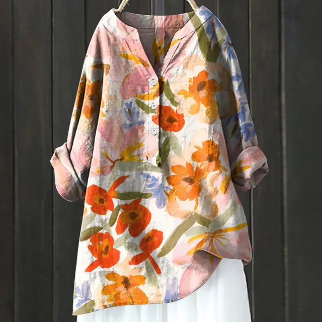 Long Sleeve Slub Linen Comfort Printing All matching Shirt Xl240533 Hcy04 Xl - Shop at LoveMi